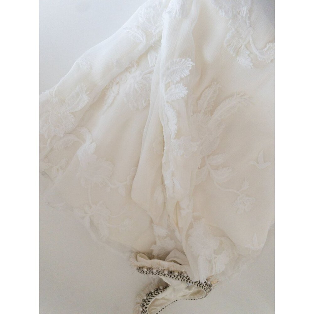Badgley Mischka Embroidered Halter Wedding Dress - Ivory Sleeveless Gown With Fl - Picture 8 of 14